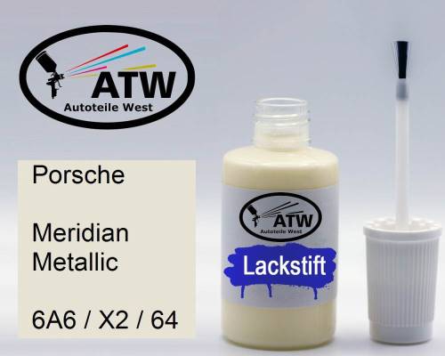Porsche, Meridian Metallic, 6A6 / X2 / 64: 20ml Lackstift, von ATW Autoteile West.